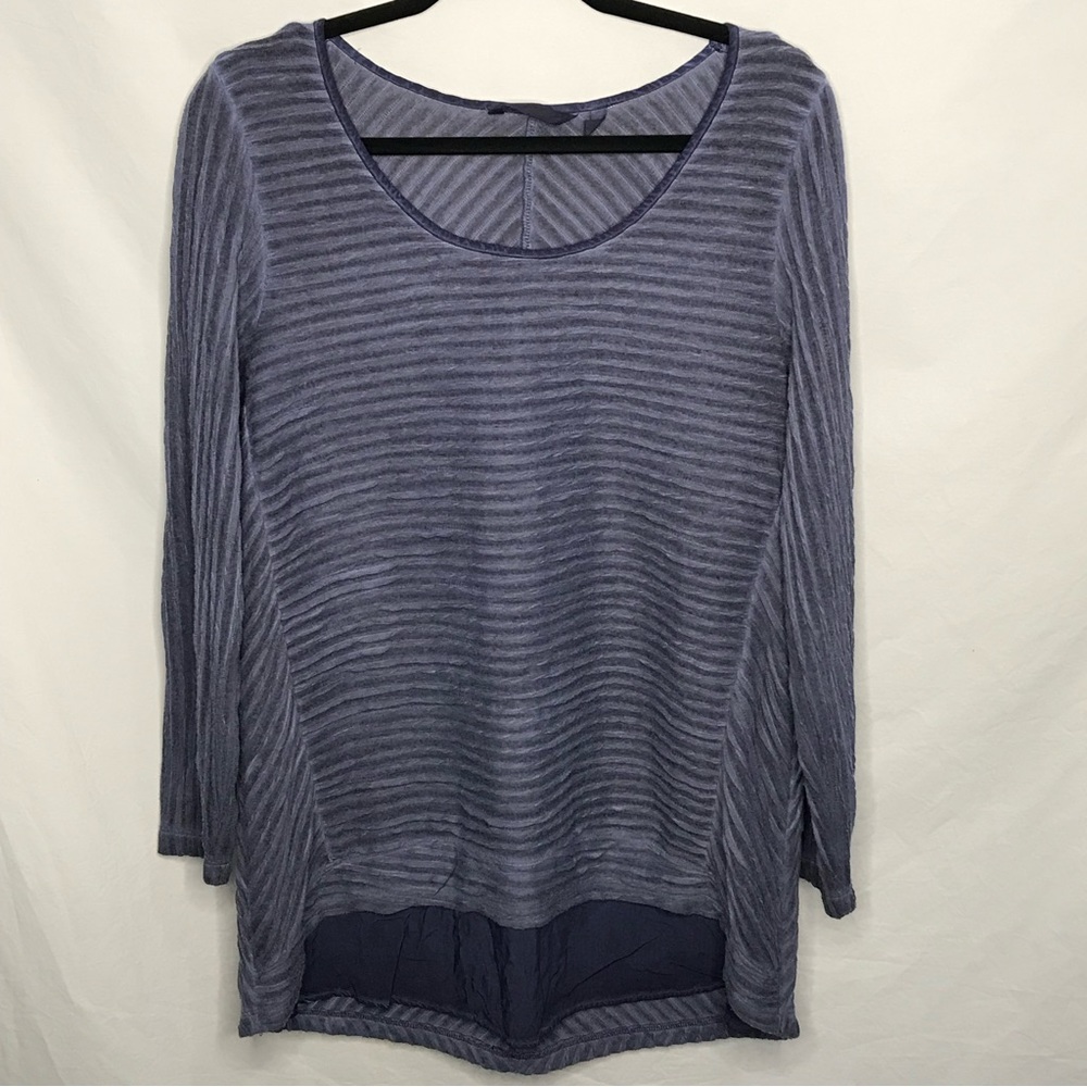 SOFT SURROUNDINGS Thea Tunic Top Shirt Crinkle Textured 2CJ43 Blue Lagenlook Med